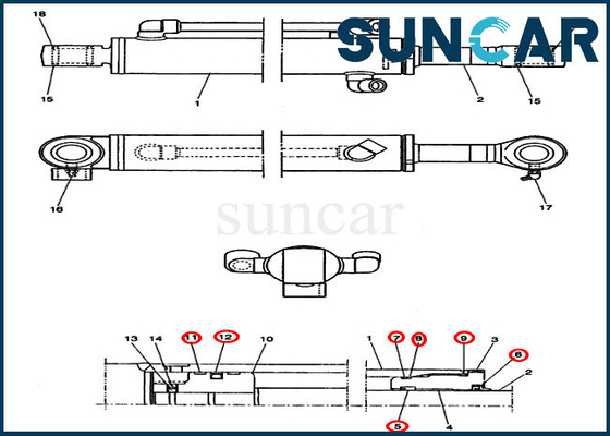 comprare CX14 corredo di servizio idraulico dei corredi di riparazione del cilindro di lama del bulldozer di caso PE01V00004R100 online manufacture