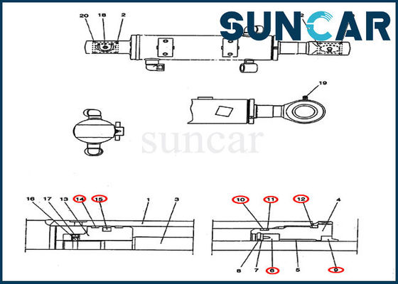 comprare CASO di misure CX25 di Kit Cylinder Seal Replacement Kit della guarnizione della lama del bulldozer PV01V00038R300 online manufacture