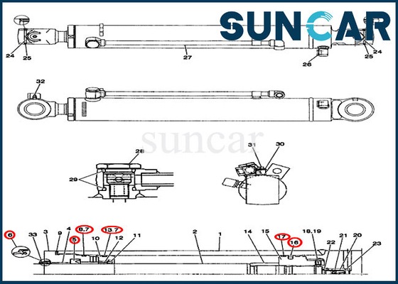 comprare Riparazione Kit Boom Cylinder Replacement Kit della guarnizione dell'oscillazione di CASO PX01V00045R300 di CX36B CX31B online manufacture