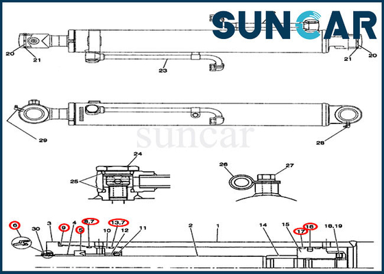 comprare Corredi della sostituzione della guarnizione del cilindro della cassa del corredo PX01V00030R300 della guarnizione dell'asta di riparazione CX36 online manufacture