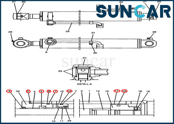 comprare Corredo idraulico di servizio del cilindro dell'asta di Kit Case Parts CX47 della guarnizione di riparazione PY01V00030R300 online manufacture