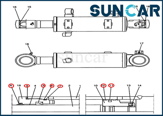comprare Corredo della guarnizione di caso di Kit For CX47 di servizio sostitutivo del cilindro di lama del bulldozer YJ01V00009R300 online manufacture