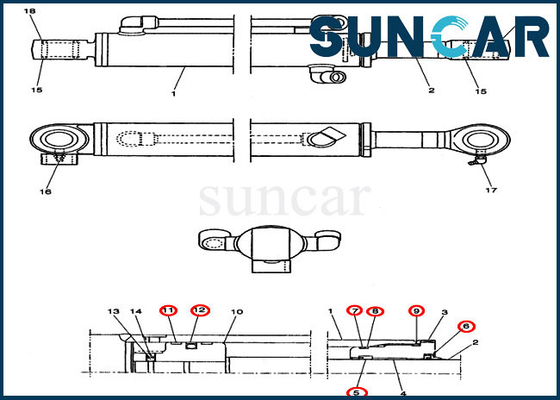 comprare Corredi della sostituzione del cilindro idraulico della CASSA del corredo CX14 della guarnizione del cilindro di lama del bulldozer PE01V00004R100 online manufacture
