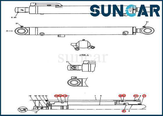 comprare Cassa Mini Excavator Replacement Service Kit del corredo di riparazione della guarnizione del cilindro del braccio PX01V00048R300 CX36B online manufacture