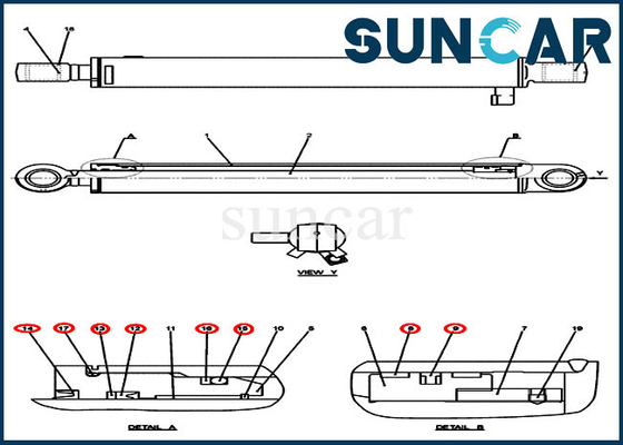 comprare Modelli della CASSA dell'escavatore CX50B del cingolo di Kit Cylinder Seal Kit Fits di riparazione del secchio PH01V00034R300 online manufacture