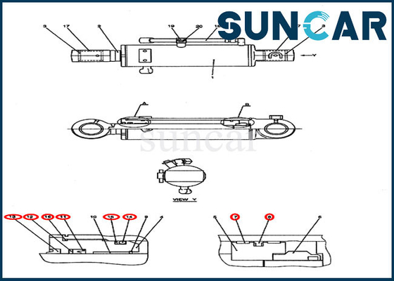 comprare Cilindro idraulico completo del bulldozer del corredo PY01V00040R300 della guarnizione che sigilla le parti di caso di riparazione di Kit For CX50B online manufacture