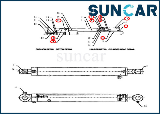 comprare Modelli dell'attrezzatura di Kit Fits Case CX55BMSR della guarnizione della sostituzione del cilindro del braccio PY01V00050R300 online manufacture
