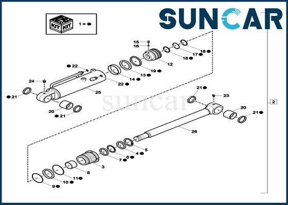comprare I corredi di Seal dell'escavatore del corredo di riparazione del cilindro idraulico della lama del bulldozer di XKCC-01535 XKCC01535 misura il CASO CX17C online manufacture