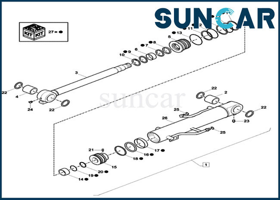 comprare Caso Mini Crawler Excavator di Kit Fits Model CX26C di riparazione della guarnizione del corredo XKCD01373 della guarnizione del CYL dell'asta XKCD-01373 online manufacture