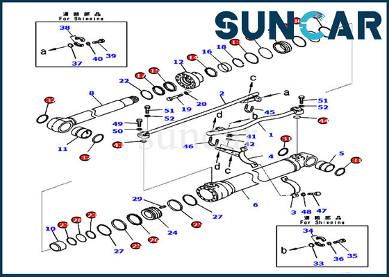 comprare Cilindro idraulico dell'asta di Kit Service Kit 721-98-00660 della guarnizione per KOMATSU PC200LC-8M0 PC210-10M0 online manufacture