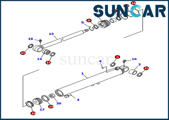 comprare Guarnizione Kit For PC2000-8 PC50MR-2 KOMATSU del cilindro dell'oscillazione dell'asta del corredo 7079829640 di sigillamento della scala 707-98-29640 online manufacture