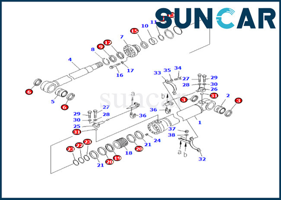 comprare 707-98-46300 sigillamento resistente all'uso Kit Fits PC228USLC-3E0 PC228US-3E0 KOMATSU del corredo della guarnizione del cilindro dell'asta online manufacture