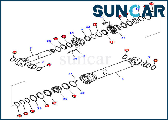comprare Modello Equipment di Kit Fits Komatsu PC290LCI-11 di servizio del cilindro 721-98-04320 del corredo 7219804320 della guarnizione dell'asta online manufacture