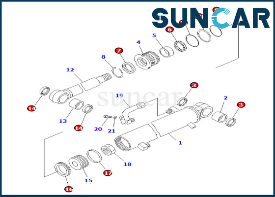 comprare 707-98-25110 un cilindro di 7079825110 braccia che sigilla il corredo di servizio del cilindro del braccio di Kit Komatsu Fits PC38UU-3 online manufacture