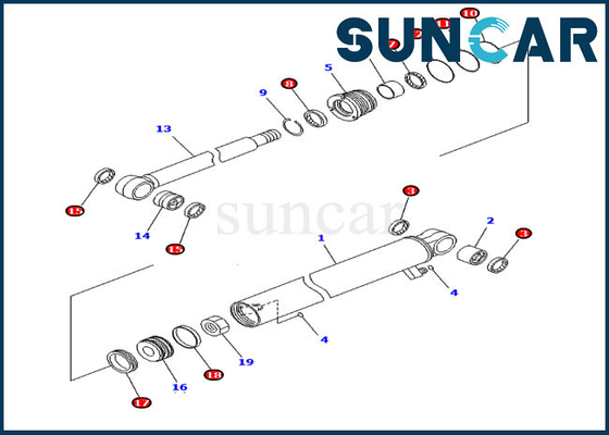 comprare Escavatore idraulico di KOMATSU PC30MR-2 PC30MR-2-A di misure dei corredi di riparazione del corredo 707-98-22870 di sigillamento del cilindro del braccio online manufacture