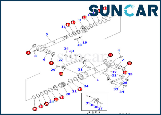 comprare Corredo 707-99-66240 7079966240 KOMATSU della guarnizione del cilindro del secchio per PC400-7 PC300LL-7E0 PC350LL-7E0 online manufacture