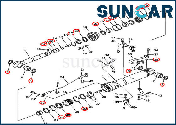 comprare Corredi di riparazione del cilindro idraulico del corredo 707-99-69505 di sigillamento del braccio per l'asta resistente KOMATSU PC400-6C online manufacture