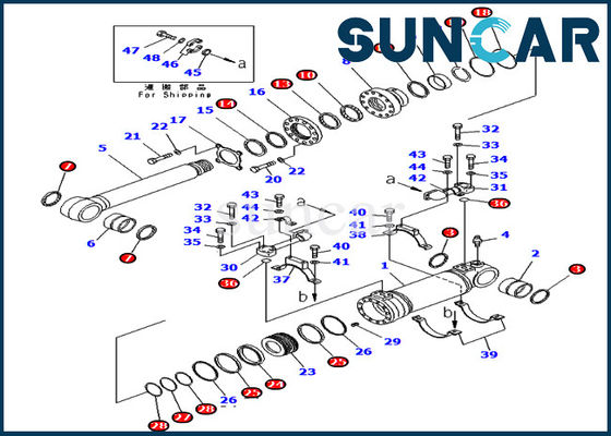 comprare 707-99-47821 7079947821 corredo di riparazione inferiore di Kit Wear Resistance PC400-7 PC400LC-7 KOMATSU della guarnizione del cilindro dello scarico online manufacture