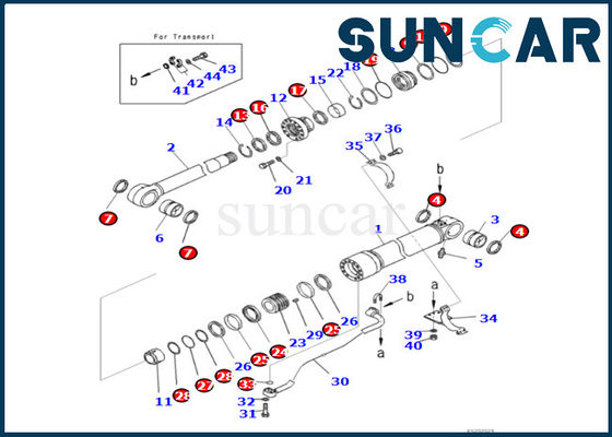 comprare KOMATSU 721-98-00130 7219800130 corredo di sigillamento del cilindro dell'asta di Kit Fits PC490LC-11 PC490LCI-11 della guarnizione del cilindro dell'asta online manufacture