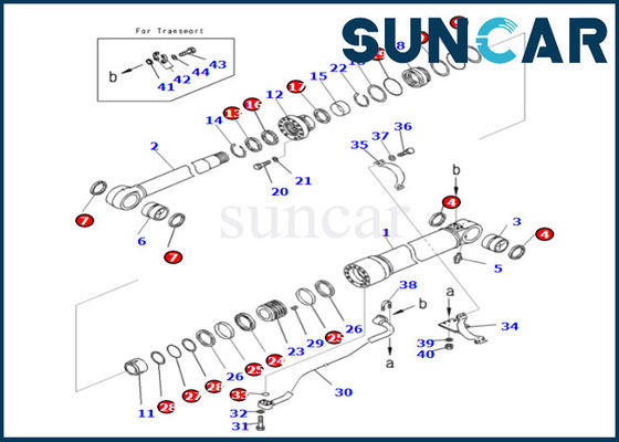 comprare Corredo 721-98-00560 7219800560 della guarnizione del cilindro dell'asta per il corredo di riparazione della guarnizione del cilindro dell'asta di PC490LC-10 PC490HRD-11E0 KOMATSU online manufacture