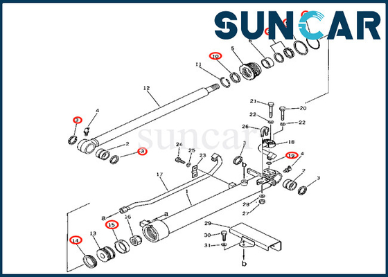 comprare Corredo di riparazione del cilindro del secchio di misure 201-63-26700 PC60-2 PC60U-3 del corredo 2016326700 della guarnizione del cilindro del secchio di KOMATSU online manufacture