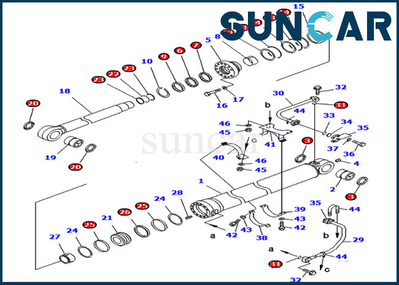 Corredo 707-99-68650 di servizio 7079968650 corredi della guarnizione del cilindro del secchio per PC750-6 PC750SE-6 KOMATSU