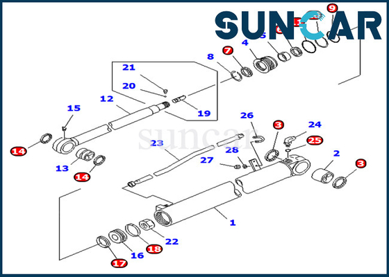 Escavatore 7079835140 Service Kit Arm Hydraulic Cylinder di PC75UD-2E PC75UD-2 KOMATSU 707-98-35140