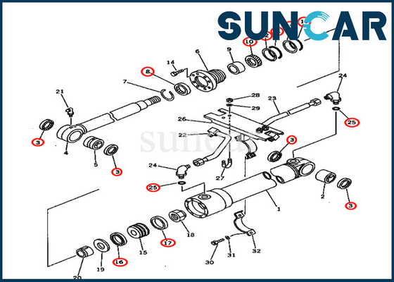 Braccio 7079827500 di KOMATSU PC75UU-1 707-98-27500 che sigilla il corredo di Kit Hydraulic Cylinder Repair Seal