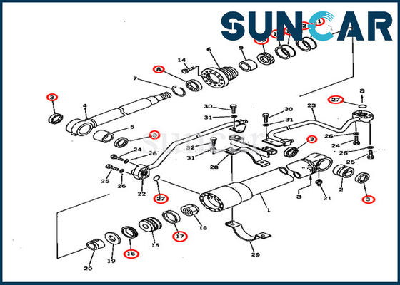 707-98-37600 7079837600 escavatore di Kit Fits For Komatsu Models PC75UU-1 PW150-1 della guarnizione del cilindro dell'asta