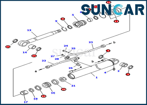 707-98-43200 7079843200 corredi della guarnizione di riparazione di Kit Komatsu PC75UU-2 PC78US-5 di servizio del cilindro dell'asta