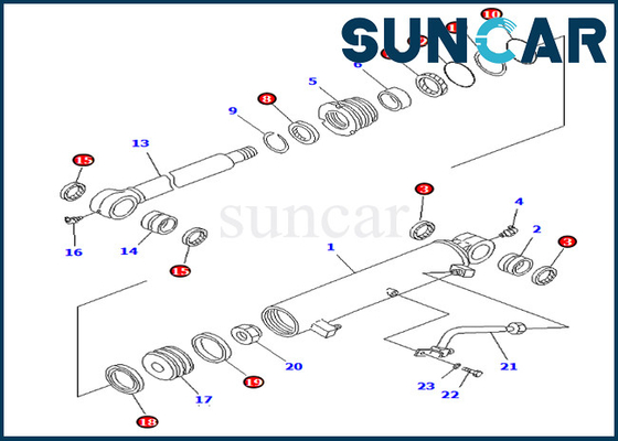 Servizio di derivazione Kit For Komatsu Inner Parts PC75UU-2 PC75UU-3 del cilindro 7079834560 dei corredi 707-98-34560 della guarnizione dell'asta