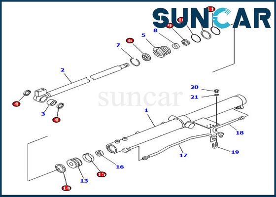 PC75UU-2 PC75UU-3 KOMATSU 707-98-24830 corredo della guarnizione di riparazione di Slide Arm Cylinder di 7079824830 escavatori