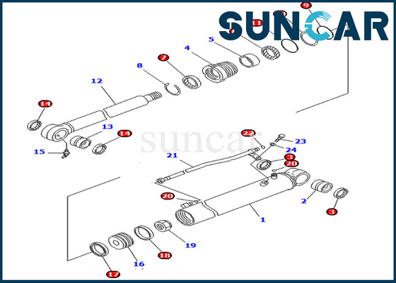 Corredo 707-98-41330 della guarnizione dell'oscillazione dell'asta una riparazione Kit Fits PC78MR-6 PC88MR-6 KOMATSU di 7079841330 cilindri