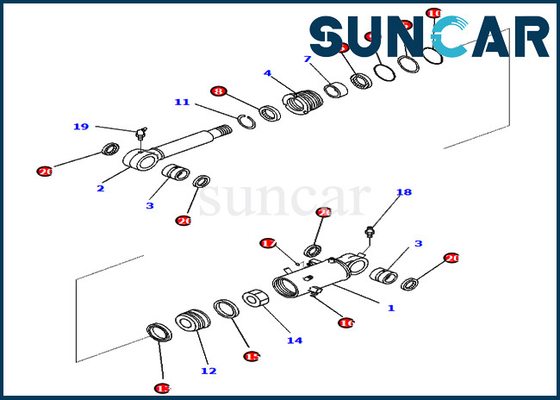 Corredi di servizio 721-98-00700 7219800700 parti interne di Kit For PC78US-10 KOMATSU della guarnizione del cilindro di lama