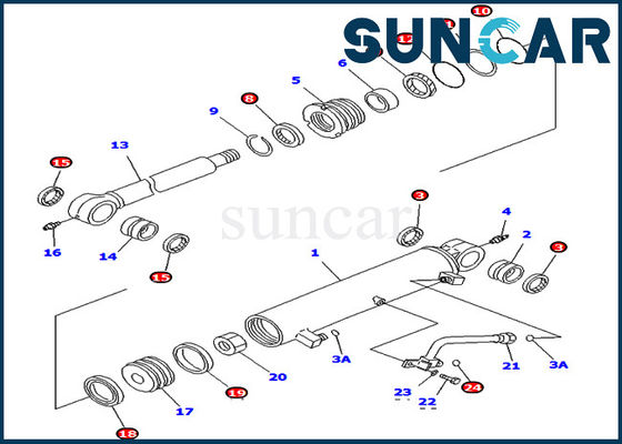 707-98-34700 7079834700 parti interne di Kit Fits For Komatsu PC78UU-6 PC78UU-8 di servizio del cilindro di contrappeso dell'asta