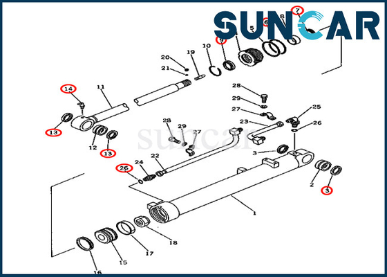 Cilindro idraulico di Kit Repair Kits For 20X-63-66300 20X6366300 KOMATSU di servizio del braccio PC80-1