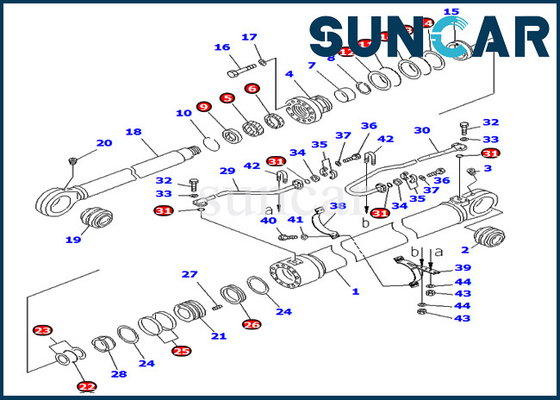 Corredi di riparazione dell'asta PC800-8 PC850-8 707-99-76230 7079976230 corredi di sigillamento del cilindro di KOMATSU
