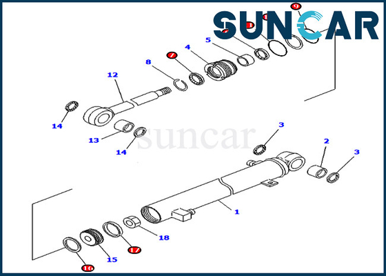 Guarnizione Kit Hydraulic Cylinder For del braccio 707-98-03040 una macchina pesante di 7079803040 PC02-1 KOMATSU