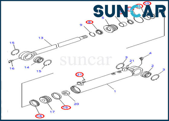 Cilindro idraulico Kit Angle Seal Kit di D31EX-21 KOMATSU 707-98-22850 7079822850