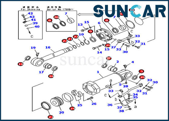 Guarnizione Kit For D375A-3 D375A-3A KOMATSU di riparazione del cilindro dell'ascensore di resistenza di olio 707-98-74400