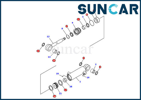 707-98-03480 corredo di Inner Parts Repair Kit Blade Hydraulic Cylinder Seal dell'escavatore di KOMATSU PC09-1