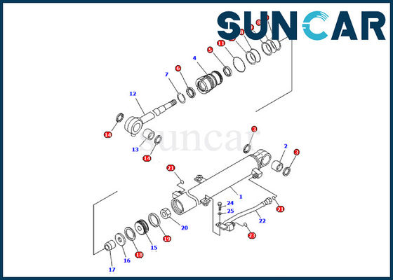 707-98-03570 corredo di servizio di Inner Parts dell'escavatore di Kit Komatsu PC09-1 della guarnizione del cilindro dell'asta