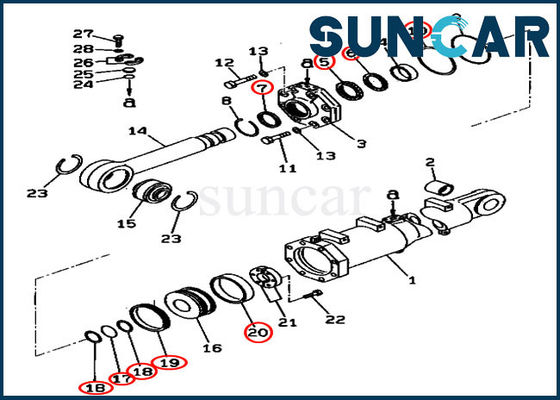 Corredo di servizio di KOMATSU dei corredi della sostituzione del cilindro di inclinazione di lama del bulldozer 707-99-74420 di D375A-3D