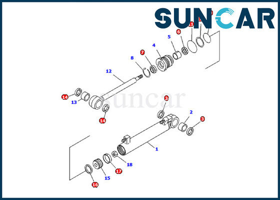 707-98-11060 corredi della guarnizione del cilindro del braccio dell'escavatore di KOMATSU per la sostituzione del modello PC08UU-1
