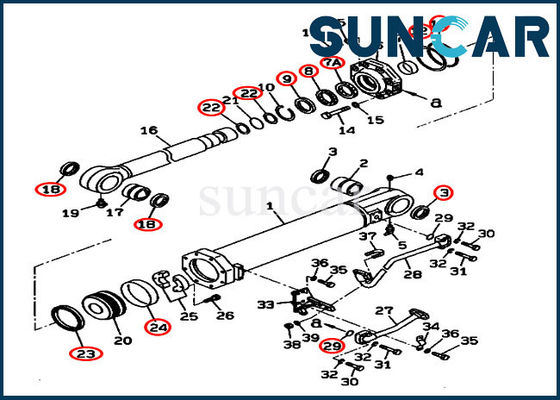 707-99-74110 7079974110 corredi della guarnizione del cilindro di inclinazione dello scarifiC.A.Tore per il bulldozer di KOMATSU D375A-3D