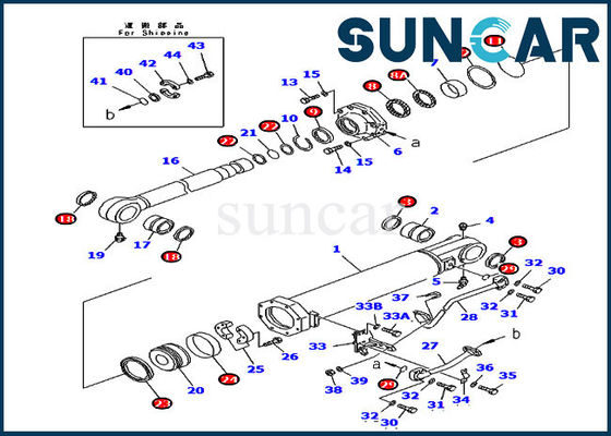 D375A-5 KOMATSU 707-99-74020 corredo di riparazione della guarnizione del cilindro idraulico di inclinazione di 7079974020 scarifiC.A.Tori