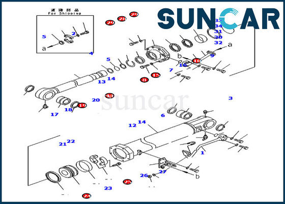 Bulldozer D375A-5D di Kit Cylinder Repair Kits For KOMATSU di sigillamento di inclinazione di lama 7079974520