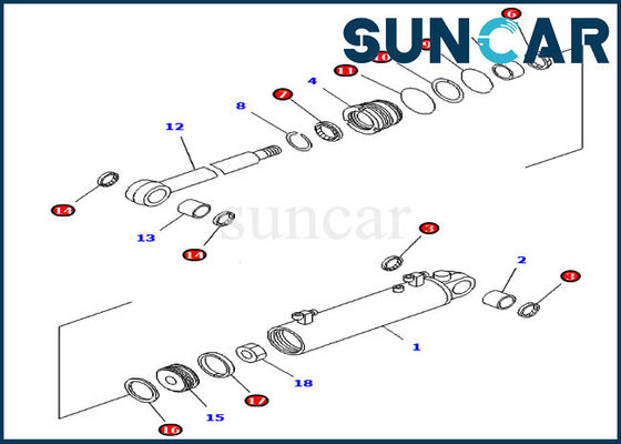 707-98-32820 parti interne di Kit For D41A-6 D41E-6 Koamtsu della guarnizione di riparazione del cilindro dell'ascensore della lama