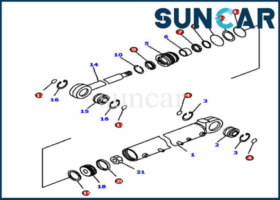 Corredo di sigillamento di Kit Blade Angle Hydraulic Cylinder di servizio del bulldozer 707-99-42530 KOMATSU