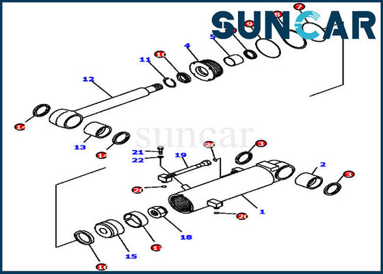 Riparazione Kit For Bulldozer Inner Parts del cilindro dei corredi della guarnizione dello scarifiC.A.Tore di D41E6T KOMATSU 7079841060